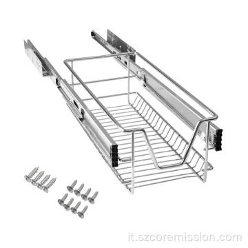 2x Cassetto telescopico da cucina con cestello estraibile di varie dimensioni